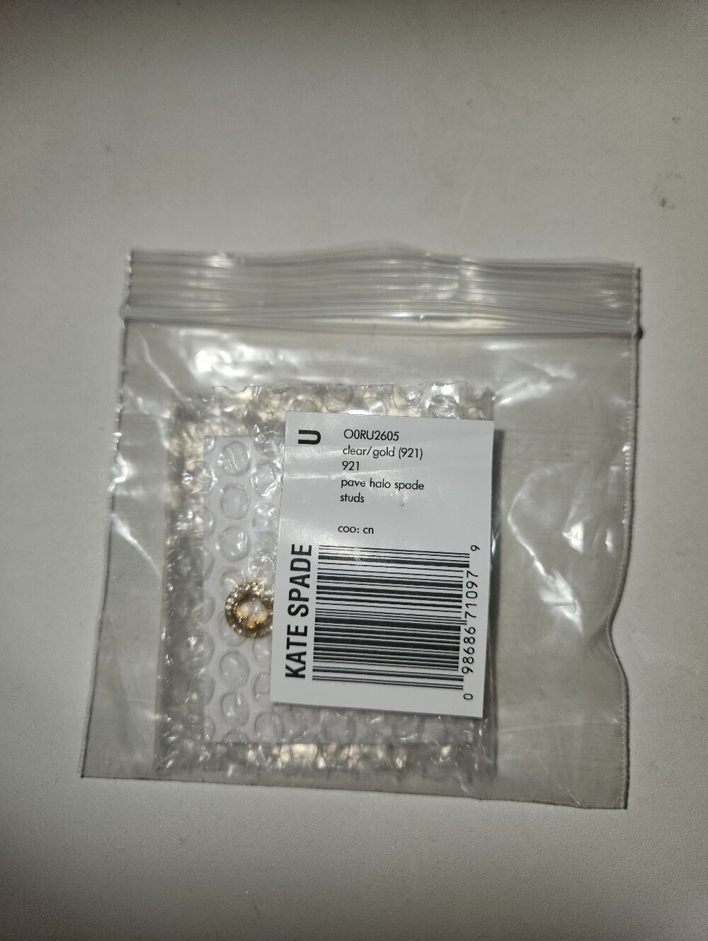 kate spade Gold and Clear Spade Circle Crystal Stud Earrings NWT - Picture 5 of 5